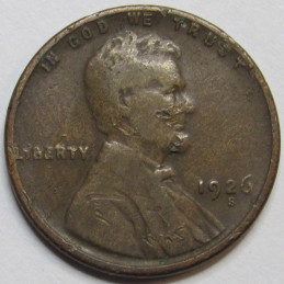 1926 S Lincoln Wheat Cent - antique lower mintage San Francisco mintmark wheat penny