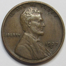 1927 D Lincoln Wheat Cent - higher grade well detailed Denver mintmark wheat penny