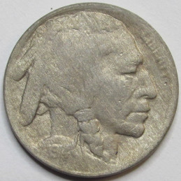 1914 Buffalo Nickel - antique early date American bison nickel
