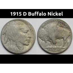 1915 D Buffalo Nickel - better date Denver mintmark bison nickel