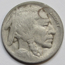 1917 D Buffalo Nickel - antique Denver mintmark American bison coin
