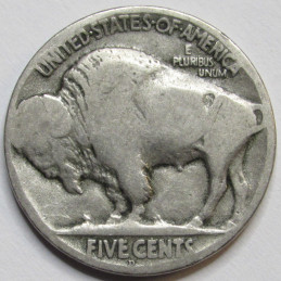 1918 D Buffalo Nickel - antique better date Denver mintmark American bison coin
