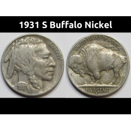 1931 S Buffalo Nickel - antique San Francisco mintmark better date nickel
