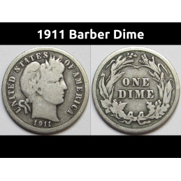 1911 Barber Dime - antique better condition silver American dime