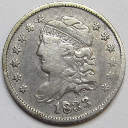 1833 Capped Bust Half Dime - antique early date American small silver coin