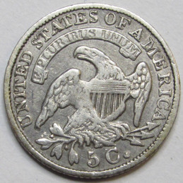 1833 Capped Bust Half Dime - antique early date American small silver coin