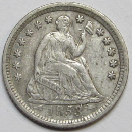 1853 O Seated Liberty Half Dime - antique better condition New Orleans mint small coin