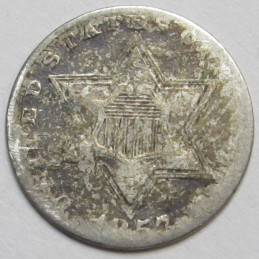 1853 Silver Three Cents - small pre Civil War era American silver coin