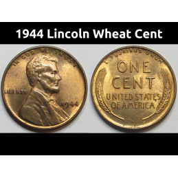 1944 Lincoln Wheat Cent - antique uncirculated WW2 era American penny