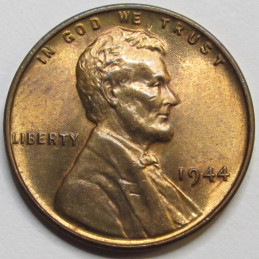 1944 Lincoln Wheat Cent - antique uncirculated WW2 era American penny