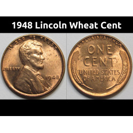1948 Lincoln Wheat Cent - antique uncirculated American wheat penny