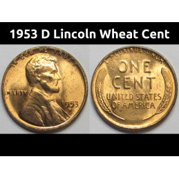 1953 D Lincoln Wheat Cent - antique Denver mintmark uncirculated wheat penny