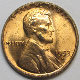 1953 D Lincoln Wheat Cent - antique Denver mintmark uncirculated wheat penny
