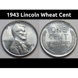 1943 Lincoln Wheat Cent - antique WW2 era uncirculated steel wheat penny