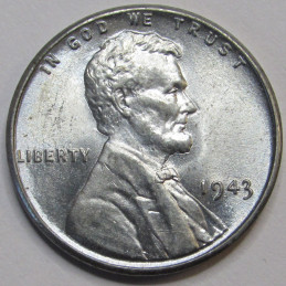 1943 Lincoln Wheat Cent - antique WW2 era uncirculated steel wheat penny