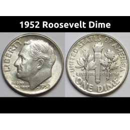 1952 Roosevelt Dime - uncirculated American silver dime