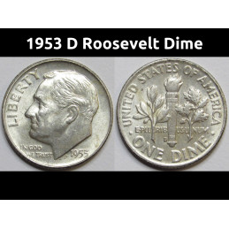 1953 D Roosevelt Dime - antique Denver mintmark uncirculated silver dime