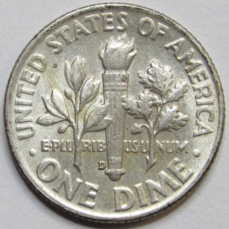 1953 D Roosevelt Dime - antique Denver mintmark uncirculated silver dime