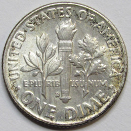 1957 D Roosevelt Dime - uncirculated Denver mintmark silver dime
