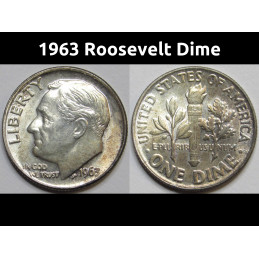 1963 Roosevelt Dime - toned uncirculated American silver dime