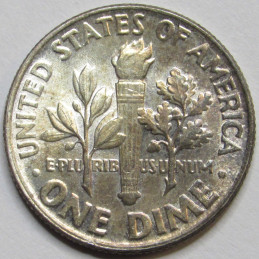 1963 Roosevelt Dime - toned uncirculated American silver dime