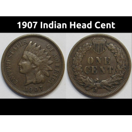 1907 Indian Head Cent - antique better condition full Liberty American penny