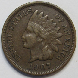 1907 Indian Head Cent - antique better condition full Liberty American penny