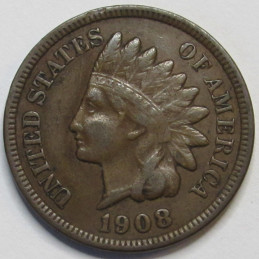 1908 Indian Head Cent - better condition antique American Indian penny