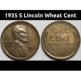 1935 S Lincoln Wheat Cent - antique San Francisco mintmark uncirculated penny