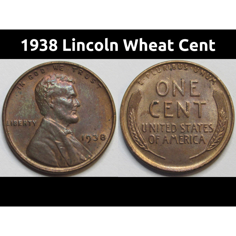 1938 Lincoln Wheat Cent - antique uncirculated Great Depression era penny 1938 Lincoln Wheat Cent - antique uncirculated Great Depression era penny