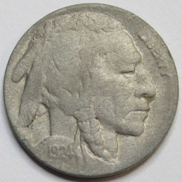 1924 D Buffalo Nickel - antique Denver mintmark American Indian nickel