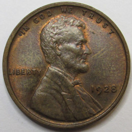 1928 Lincoln Wheat Cent - antique uncirculated American wheat penny