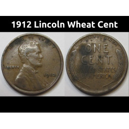 1912 Lincoln Wheat Cent - antique early date American wheat penny