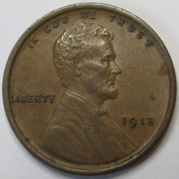 1918 Lincoln Wheat Cent - higher grade antique American wheat penny