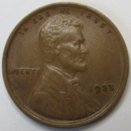 1923 Lincoln Wheat Cent - antique higher grade American wheat penny