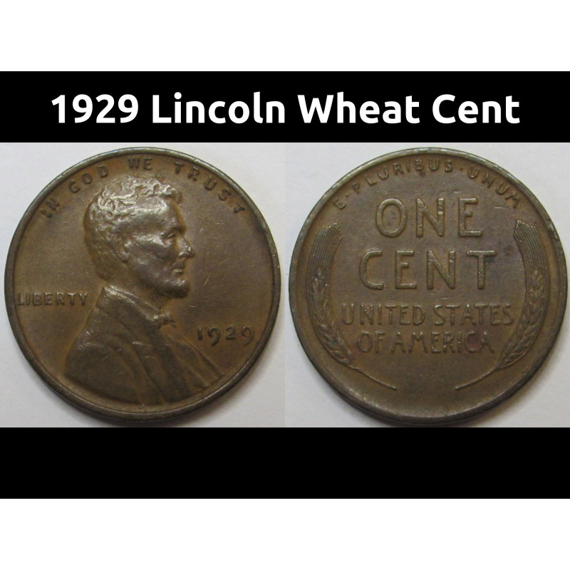 1929 Lincoln Wheat Cent - antique higher grade American wheat penny 1929 Lincoln Wheat Cent - antique higher grade American wheat penny