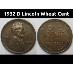 1932 D Lincoln Wheat Cent - antique Denver mintmark wheat penny