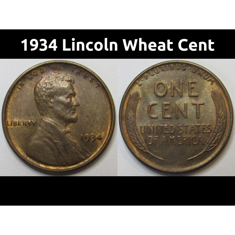 1934 Lincoln Wheat Cent - uncirculated higher grade American wheat penny 1934 Lincoln Wheat Cent - uncirculated higher grade American wheat penny