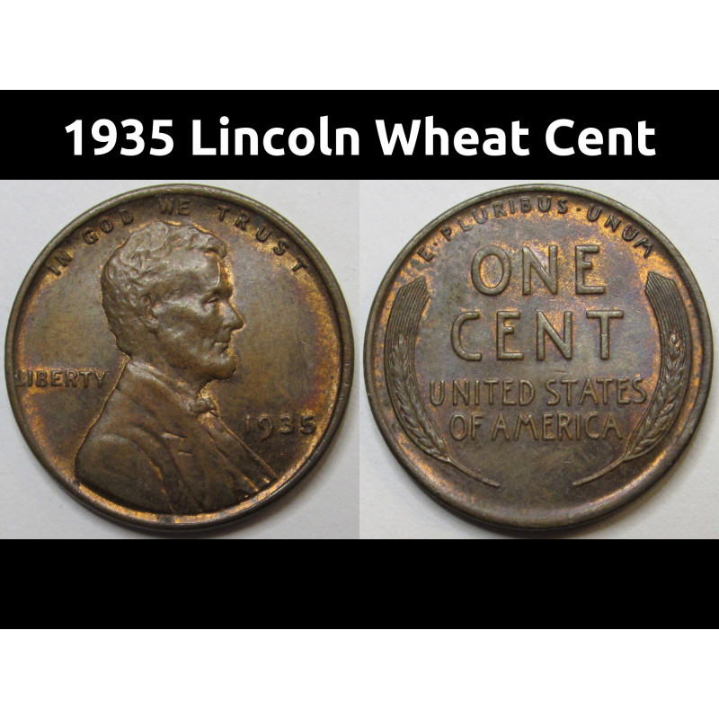 1935 Lincoln Wheat Cent - antique higher grade American wheat penny 1935 Lincoln Wheat Cent - antique higher grade American wheat penny