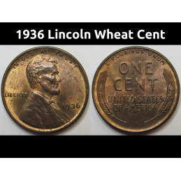 1936 Lincoln Wheat Cent - antique uncirculated toned American wheat penny