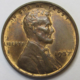 1937 Lincoln Wheat Cent - higher grade American wheat penny