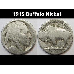 1915 Buffalo Nickel - antique early date American Indian five cent coin