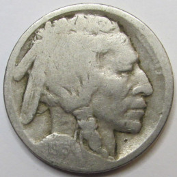 1915 Buffalo Nickel - antique early date American Indian five cent coin