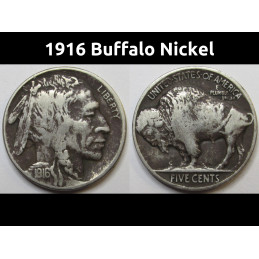 1916 Buffalo Nickel - antique early date American Indian coin