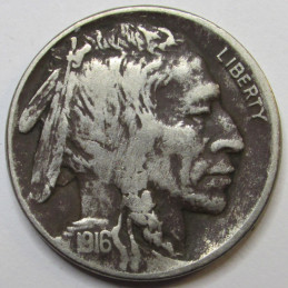 1916 Buffalo Nickel - antique early date American Indian coin