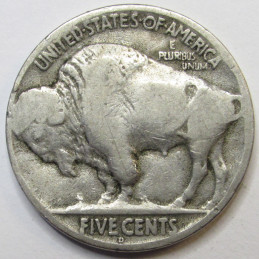 1924 D Buffalo Nickel - antique Denver mintmark American Indian coin