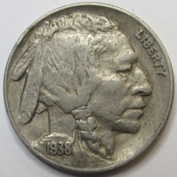 1938 D Buffalo Nickel - antique final year of issue Denver mintmark coin