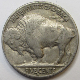 1938 D Buffalo Nickel - antique final year of issue Denver mintmark coin