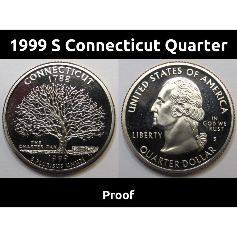 1999 S Connecticut Quarter - reflective proof design Washington state quarter 