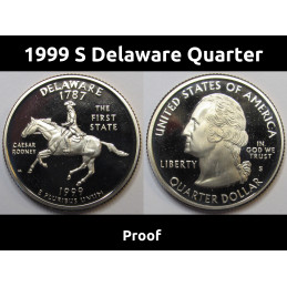 1999 S Delaware Quarter - proof finish first US state quarter from San Francisco